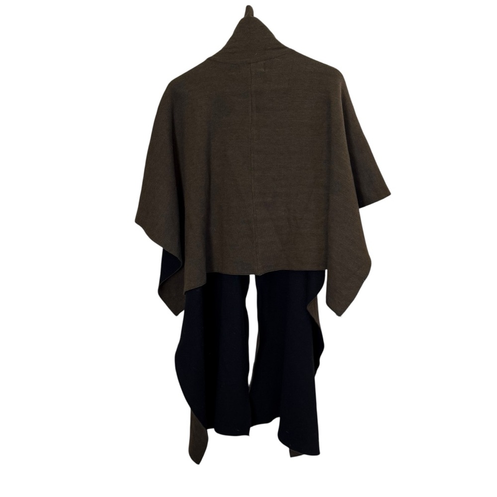 Anthropologie Dark Brown Black Knit Asymmetrical Poncho Sz OSFM - Picture 5 of 7